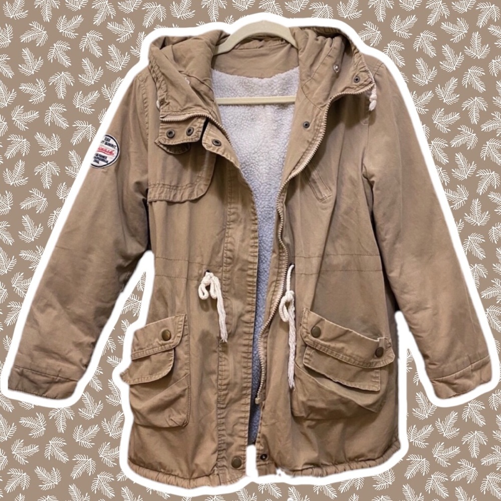 Yesstyle | Women's Sherpa Lined Jacket - Khaki, On
